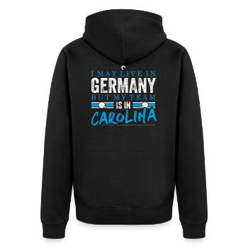 Carolina Football Fans Germany - Unisex Premium Bio Zip Hoodie - Schwarz - Hinten - Nico (187cm)