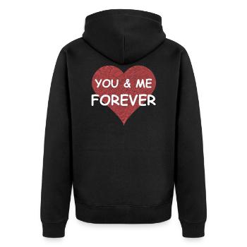 you & me forever | Liebe - Unisex Premium Bio Zip Hoodie - Schwarz - Hinten - Nico (187cm)