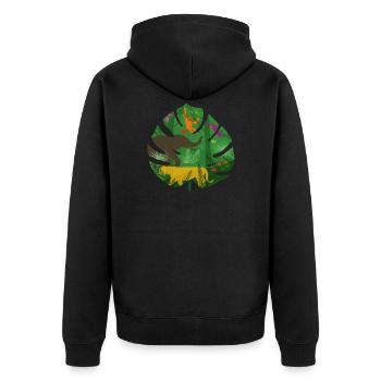 Dschungel Tiere - Unisex Premium Bio Zip Hoodie - Schwarz - Hinten - Nico (187cm)