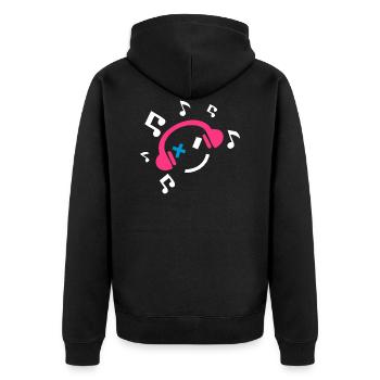 DJ Musik - Unisex Premium Bio Zip Hoodie - Schwarz - Hinten - Nico (187cm)