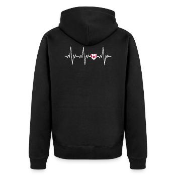 Kanada kanadischer Herzschlag EKG Geschenk - Unisex Premium Bio Zip Hoodie - Schwarz - Hinten - Nico (187cm)