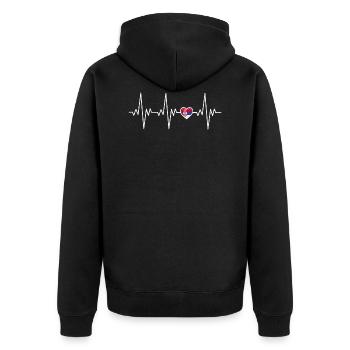 Serbien Herzschlag EKG Geschenk - Unisex Premium Bio Zip Hoodie - Schwarz - Hinten - Nico (187cm)