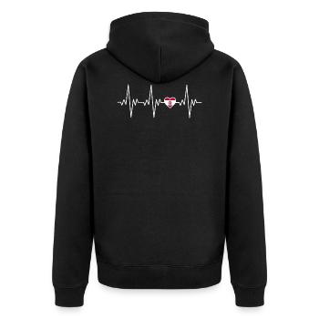 Französisch Polynesien Herzschlag EKG Geschenk - Unisex Premium Bio Zip Hoodie - Schwarz - Hinten - Nico (187cm)
