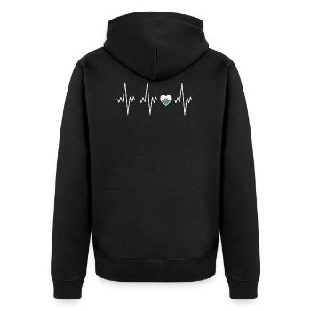 Sachsen Herzschlag EKG Geschenk - Unisex Premium Bio Zip Hoodie - Schwarz - Hinten - Nico (187cm)