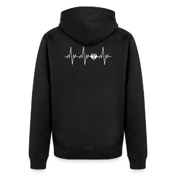 Israel Herzschlag EKG Geschenk - Unisex Premium Bio Zip Hoodie - Schwarz - Hinten - Nico (187cm)