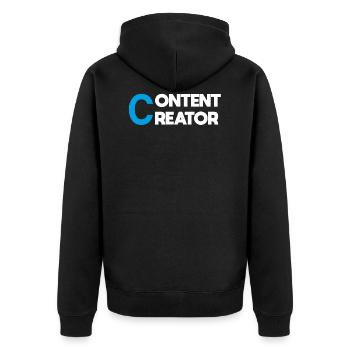 Content Creator - for all you creatives out there - Unisex Premium Bio Zip Hoodie - Schwarz - Hinten - Nico (187cm)