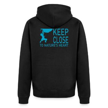 Bouldern Klettern Climbing - Unisex Premium Bio Zip Hoodie - Schwarz - Hinten - Nico (187cm)