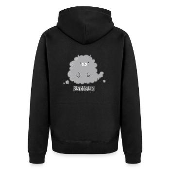 Staub-Katze - Unisex Premium Bio Zip Hoodie - Schwarz - Hinten - Nico (187cm)