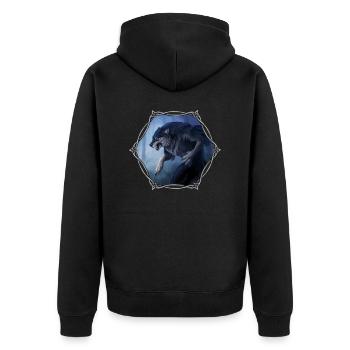 Werwolf - Unisex Premium Bio Zip Hoodie - Schwarz - Hinten - Nico (187cm)