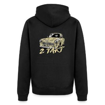  601 Monsungelb - Unisex Premium Bio Zip Hoodie - Schwarz - Hinten - Nico (187cm)