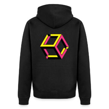 Impossible Figures 81B - Unisex Premium Organic Zip Hoodie - black - Back - Nico (187cm)