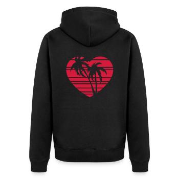 palm heart - Unisex Premium Bio Zip Hoodie - Schwarz - Hinten - Nico (187cm)