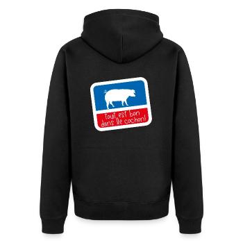 Bleu blanc rouge Humour tout est bon dans cochon - Veste à capuche bio Premium Unisexe - noir - Dos - Nico (187cm)