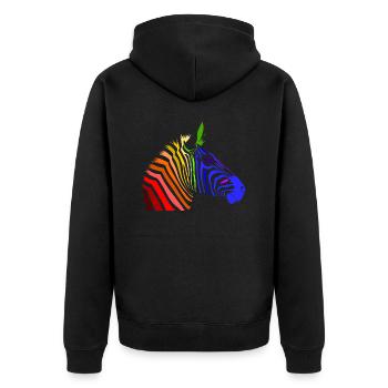 Zebra; Punk Zebra; Rainbow Zebra - Veste à capuche bio Premium Unisexe - noir - Dos - Nico (187cm)