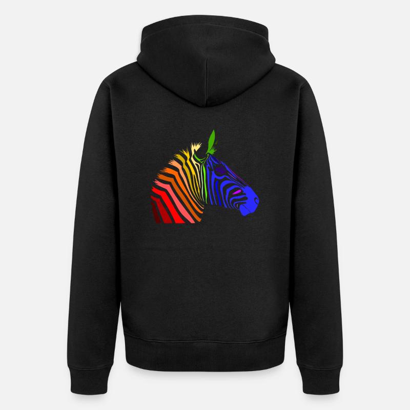 Zebra; Punk Zebra; Rainbow Zebra - Veste à capuche bio Premium Unisexe - noir
