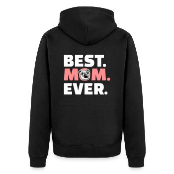 Englische Bulldogge - Unisex Premium Bio Zip Hoodie - Schwarz - Hinten - Nico (187cm)