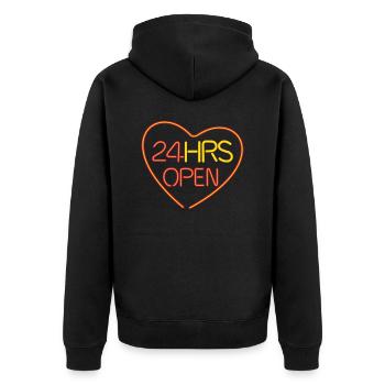 open heart - Unisex Premium Bio Zip Hoodie - Schwarz - Hinten - Nico (187cm)
