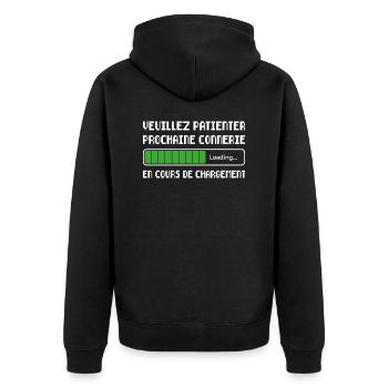 Prochaine Connerie En Cours De Chargement Cadeau - Veste à capuche bio Premium Unisexe - noir - Dos - Nico (187cm)