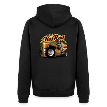 Hotrod Hot Rod Speedracer - Unisex Premium Bio Zip Hoodie - Schwarz - Hinten - Nico (187cm)
