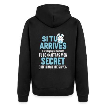 Tu Connaîtras Mon Secret Je Vais Être Grand Frère - Veste à capuche bio Premium Unisexe - noir - Dos - Nico (187cm)