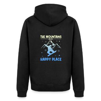 Snowboardfahrer | Snowboard Snowboarder Geschenke - Unisex Premium Bio Zip Hoodie - Schwarz - Hinten - Nico (187cm)