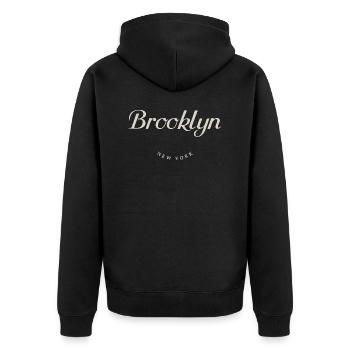 Brooklyn NY - Unisex Premium Organic Zip Hoodie - black - Back - Nico (187cm)