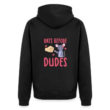 Rats - Unisex Premium Organic Zip Hoodie - black - Back - Nico (187cm)
