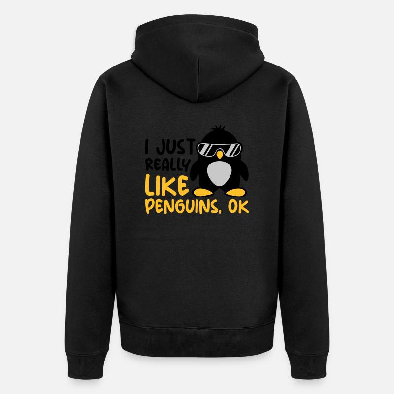 J’aime juste les pingouins - Veste à capuche bio Premium Unisexe - noir