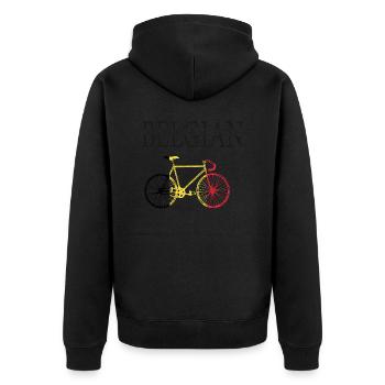 CYCLING IN BELGIUM - Unisex Premium Organic Zip Hoodie - black - Back - Nico (187cm)