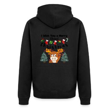 Je vous souhaite un joyeux Noël bizarre (Rennes) - Veste à capuche bio Premium Unisexe - noir - Dos - Nico (187cm)