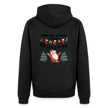 I Wish You a Merry weird Christmas (Santa) - Unisex Premium Bio Zip Hoodie - Schwarz - Hinten - Nico (187cm)