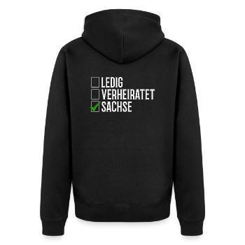 Sachsen Verheiratet Ledig - Unisex Premium Bio Zip Hoodie - Schwarz - Hinten - Nico (187cm)