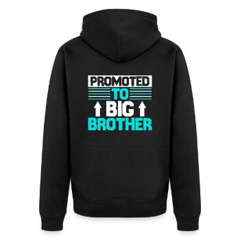 Promoted to big brother - Veste à capuche bio Premium Unisexe - noir - Dos - Nico (187cm)