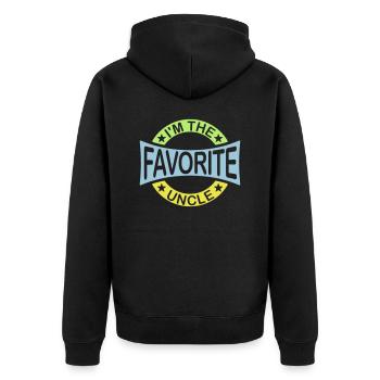 im the favorite uncle - Unisex Premium Bio Zip Hoodie - Schwarz - Hinten - Nico (187cm)