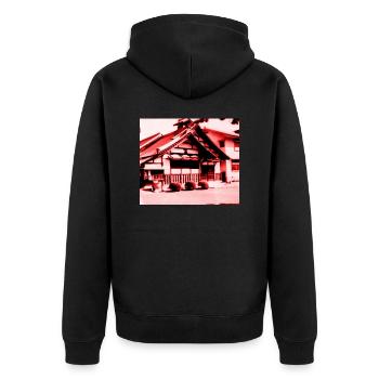 Temple in Nara, Japan. - Unisex Premium Organic Zip Hoodie - black - Back - Nico (187cm)