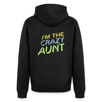at The Crazy Aunt - Unisex Premium Organic Zip Hoodie - black - Back - Nico (187cm)