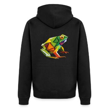 Origami Geometrie Frosch bunt modern arty - Unisex Premium Bio Zip Hoodie - Schwarz - Hinten - Nico (187cm)