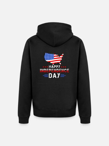 HAPPY INDEPENDENCE DAY USA - Unisex Premium Organic Zip Hoodie - black