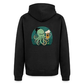 Funny sailor octopus with beer - Unisex Premium Organic Zip Hoodie - black - Back - Nico (187cm)