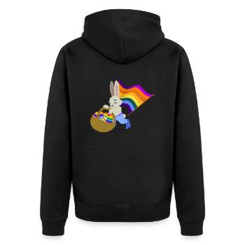Ein Pride Hase Sammelt seine Ostereier - Unisex Premium Bio Zip Hoodie - Schwarz - Hinten - Nico (187cm)