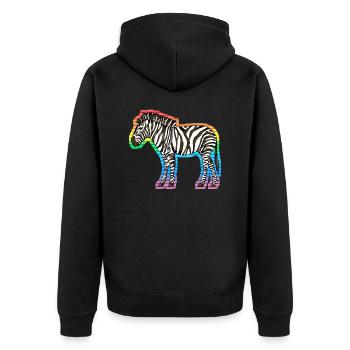 Zebra - Unisex Premium Bio Zip Hoodie - Schwarz - Hinten - Nico (187cm)