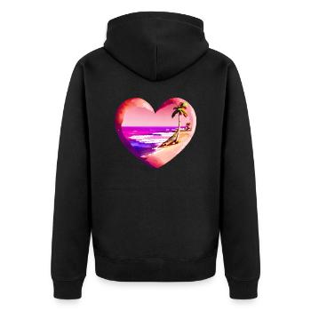 Strand Sonne Sommerurlaub Palme Insel Palmen - Unisex Premium Bio Zip Hoodie - Schwarz - Hinten - Nico (187cm)