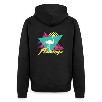 80s 90s Vintage Retro Flamingo T Shirt - Veste à capuche bio Premium Unisexe - noir - Dos - Nico (187cm)