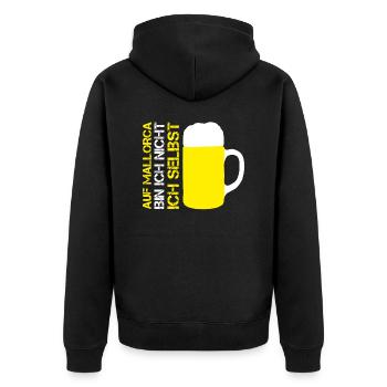 Lustiges AUF MALLORCA BIN ICH NICHT ICH SELBST 23 - Unisex Premium Bio Zip Hoodie - Schwarz - Hinten - Nico (187cm)