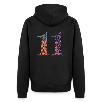 11th Birthday Leopard - Unisex Premium Organic Zip Hoodie - black - Back - Nico (187cm)