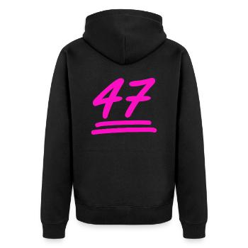 47 - Geburtstag - Nummer 47 in Pink - Unisex Premium Bio Zip Hoodie - Schwarz - Hinten - Nico (187cm)
