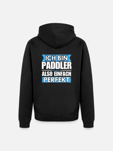 Einfach ein Perfekter Paddler - Unisex Premium Bio Zip Hoodie - Schwarz