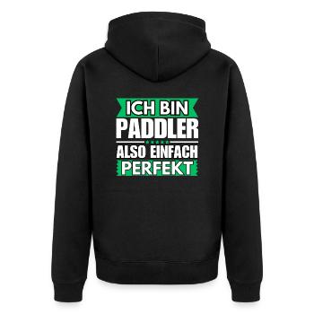 Einfach ein Perfekter Paddler - Unisex Premium Bio Zip Hoodie - Schwarz - Hinten - Nico (187cm)