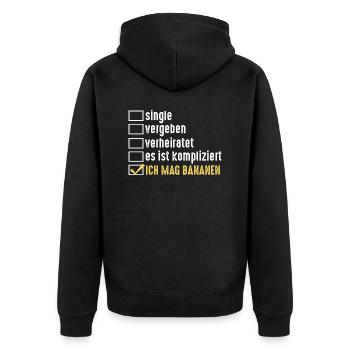 Beziehungsstatus Banane - Unisex Premium Bio Zip Hoodie - Schwarz - Hinten - Nico (187cm)