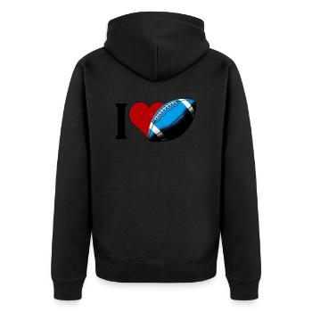 I ♥️ American Football | I Love American Football - Unisex Premium Bio Zip Hoodie - Schwarz - Hinten - Nico (187cm)